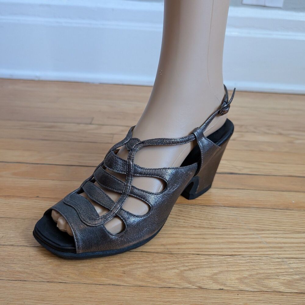 Audley Metallic Sandals Strappy Heels Leather Ankle Strap Size 8.5